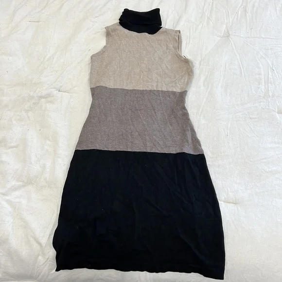 INC Sweater dress turtleneck Grey Black Taupe - Picture 1 of 5